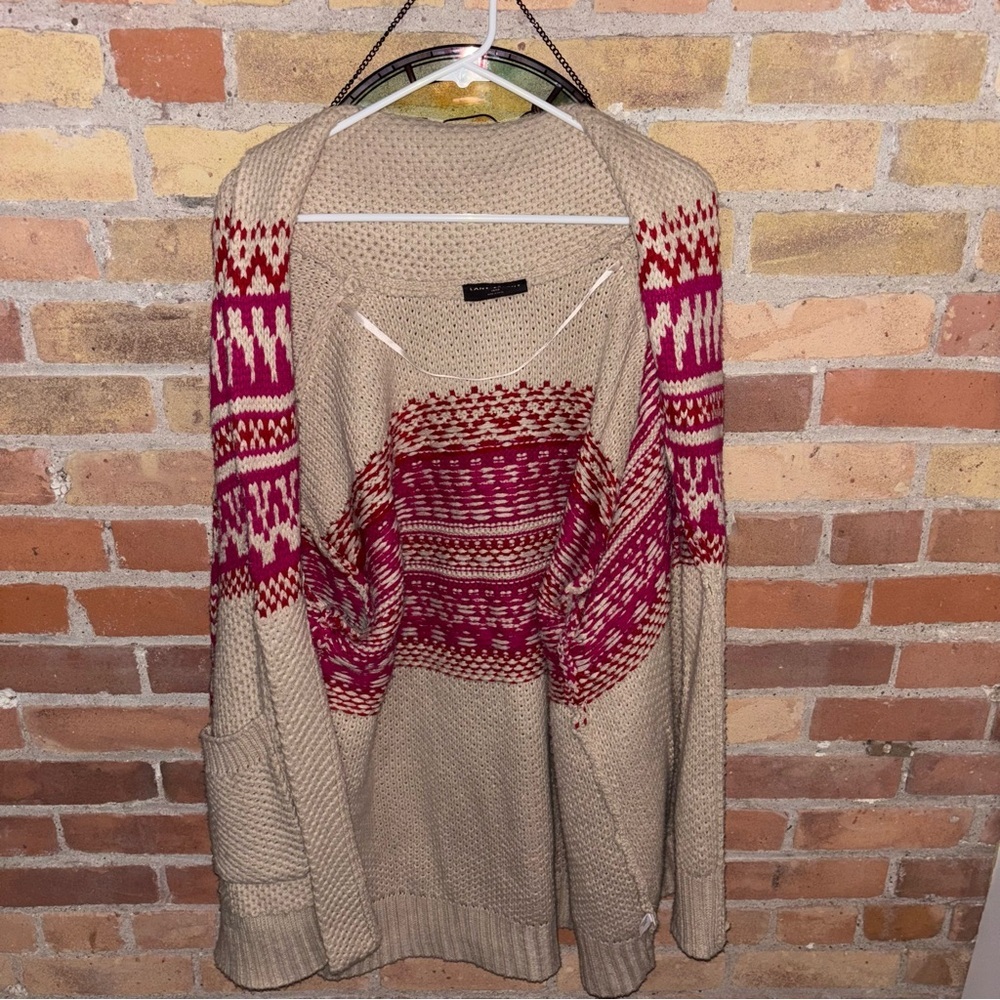 Lane Bryant Cream and Pink Knit Cardigan - Picture 10 of 10